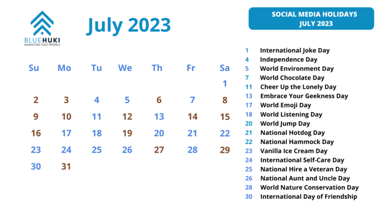 FREE July Social Media Content Calendar Ideas!