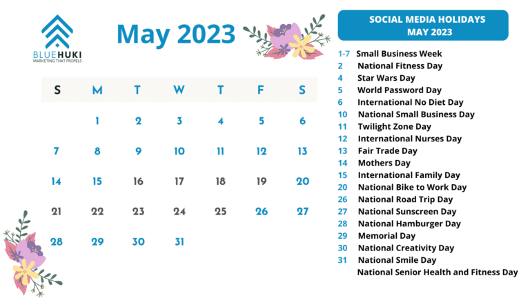 FREE MAY Content Calendar Ideas!